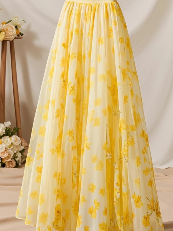 Summer 2026 High Waist Yellow  - Midi Skirt Floral review and price