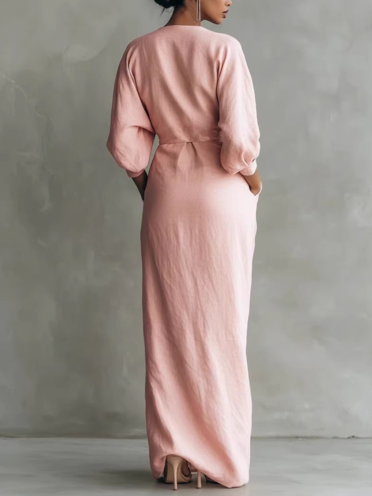 Women Linen Blend Wrap Maxi Dr - Linen Dress Wrap review and price