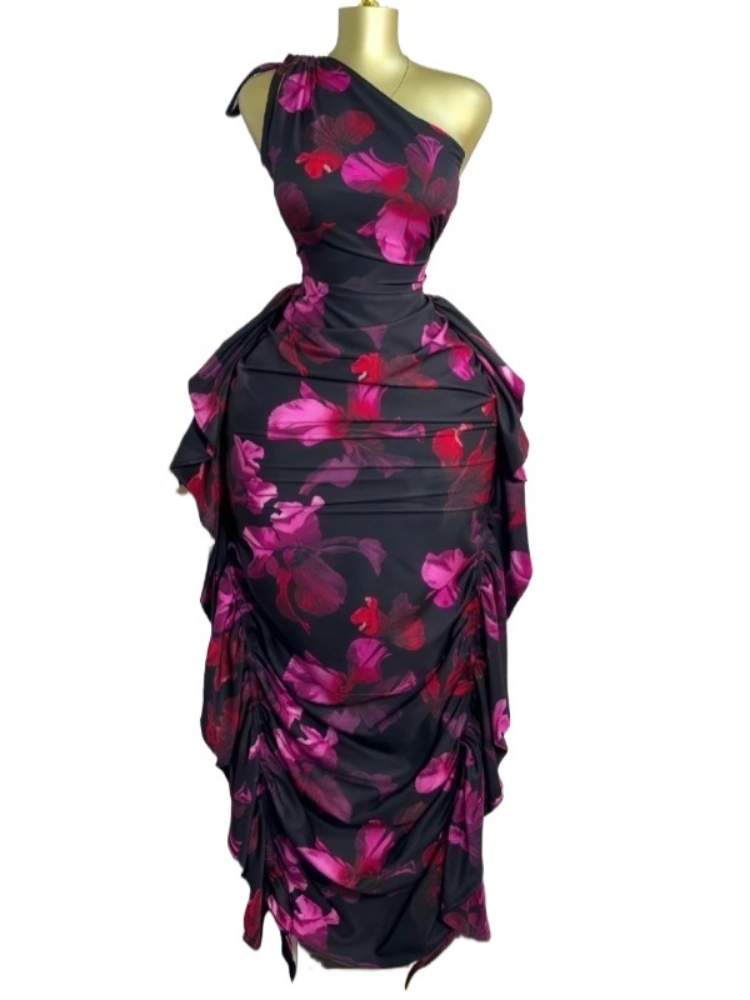 Women Floral Printed One Shoul - Midi Skirt Floral review and price