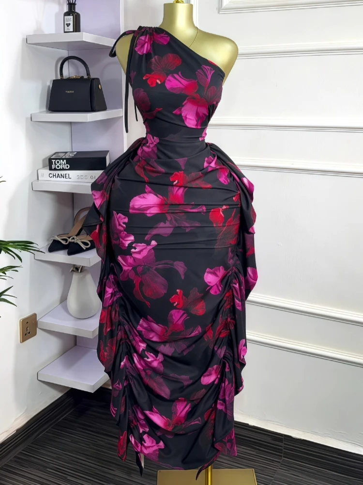 Women Floral Printed One Shoul - Midi Skirt Floral review and price