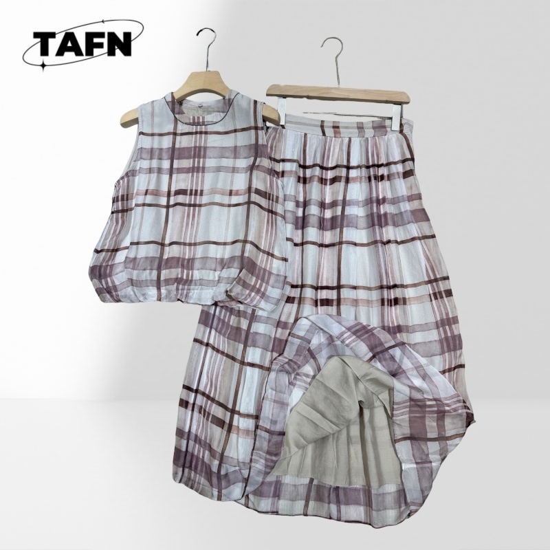 Elegant Women Checkered Two Pi - Midi Skirt Floral review and price