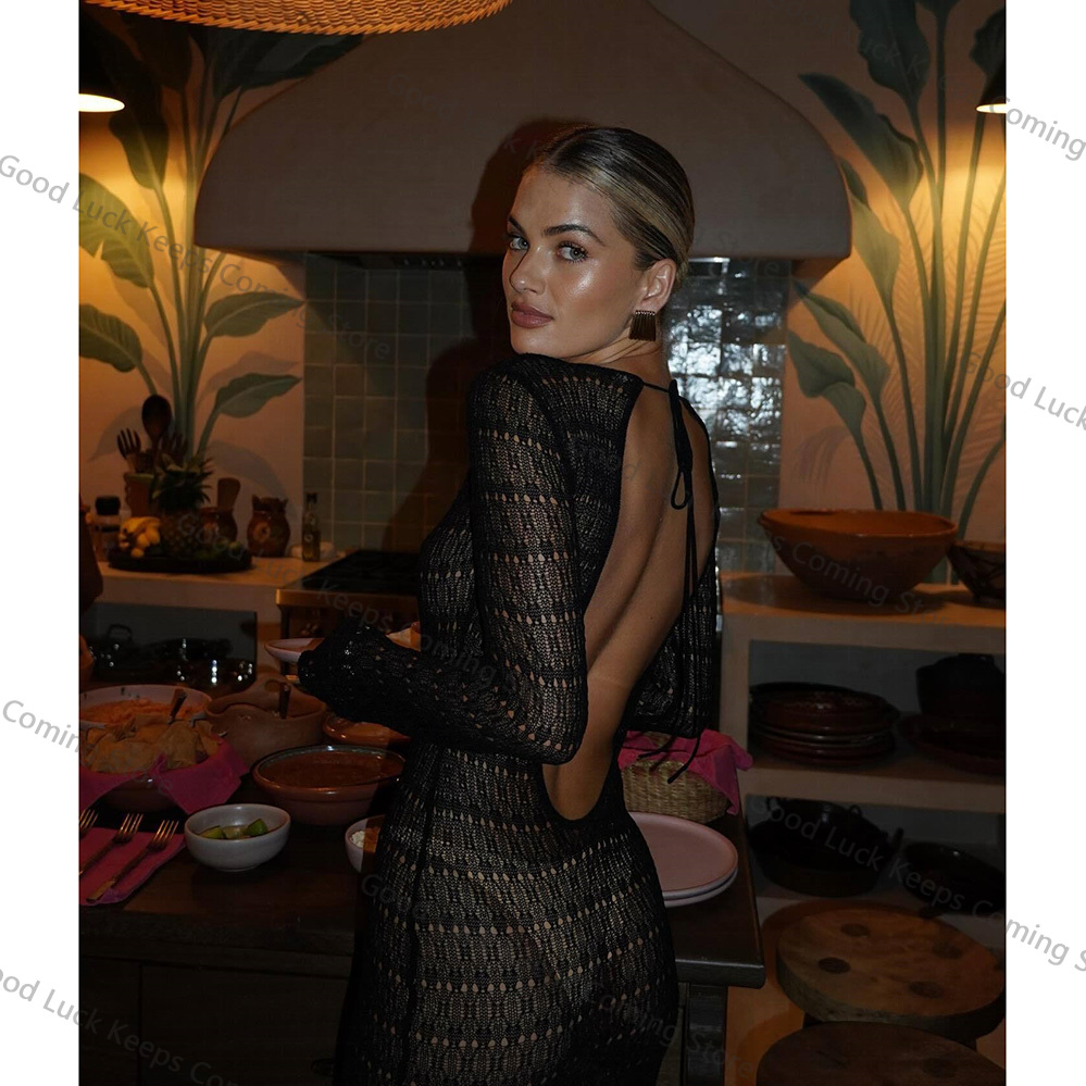 2025 Knitted Dress Backless Co - Cover Up Kaftan review and price